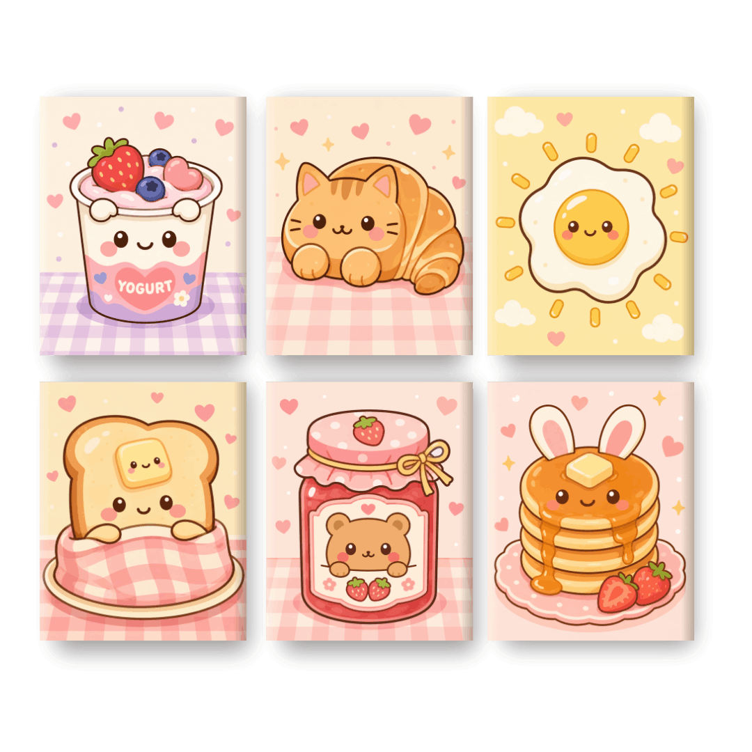 6 Mini Paintings - Kawaii Sweets Set