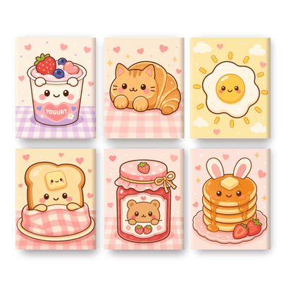6 Mini Paintings - Kawaii Sweets Set