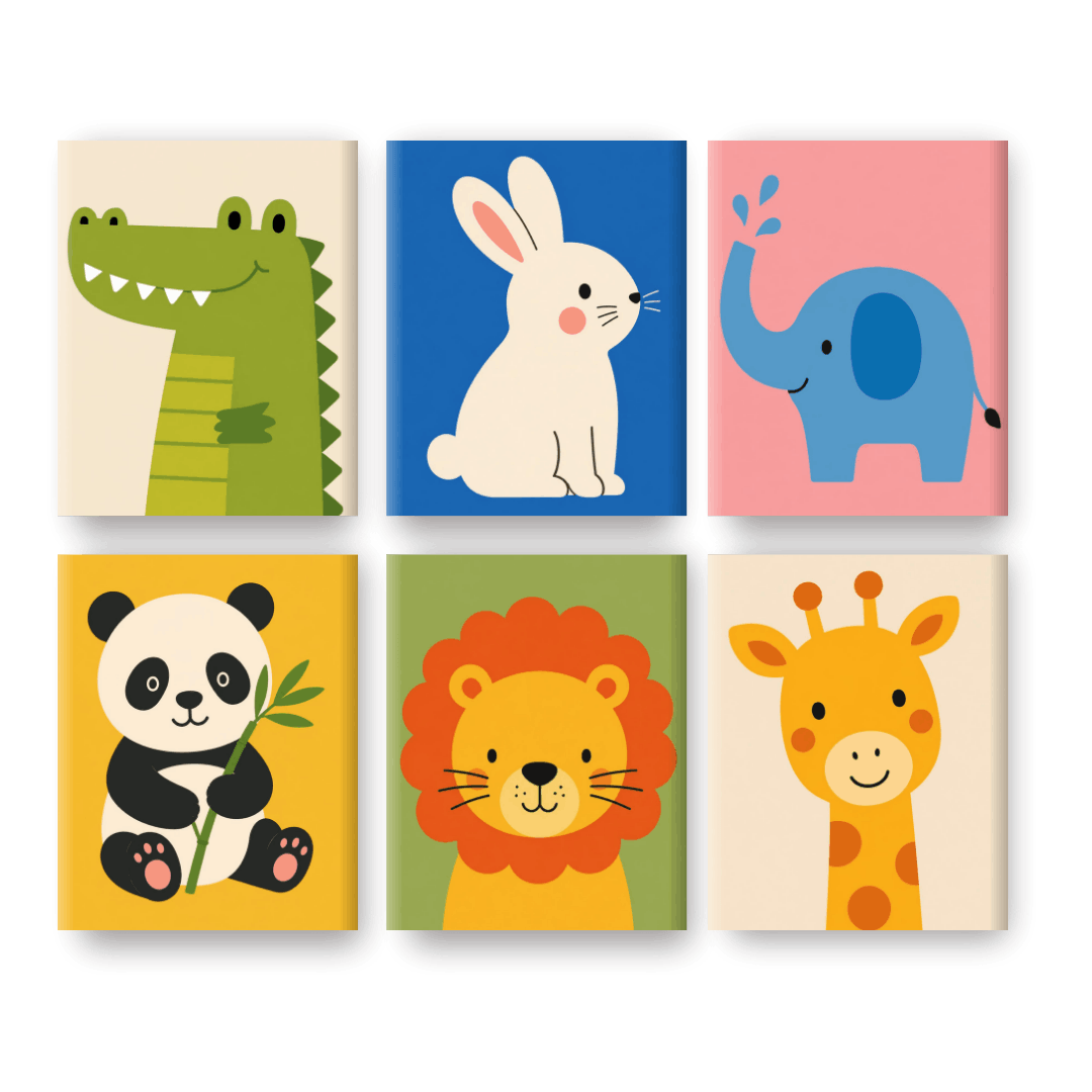6 Mini Paintings - Cute Safari Pals Set