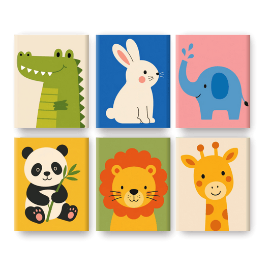 6 Mini Paintings - Cute Safari Pals Set