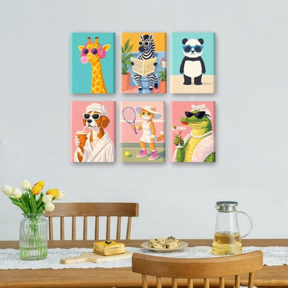 6 Mini Paintings - Funky Animals Set