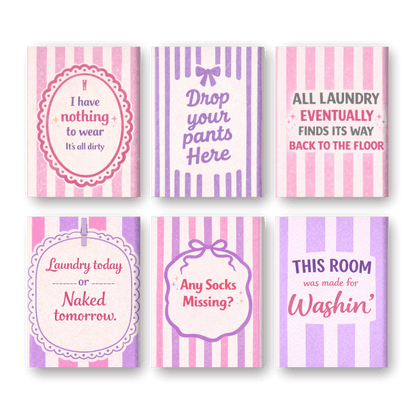 6 Mini Paintings - Laundry Room Quotes Set