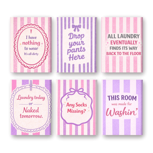 6 Mini Paintings - Laundry Room Quotes Set