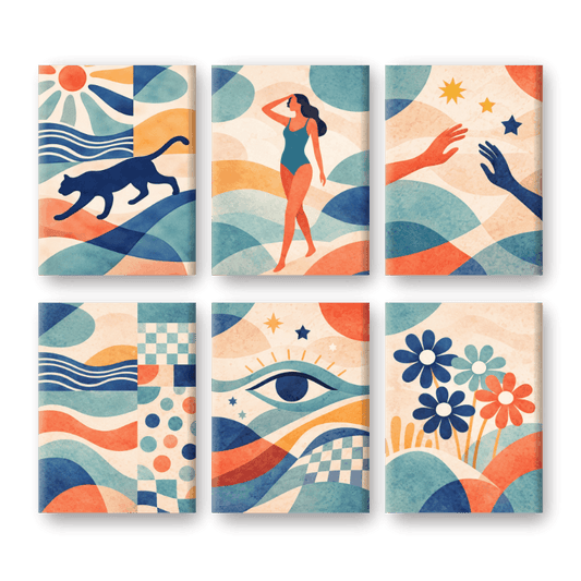 6 Mini Paintings - Abstract Harmony Set