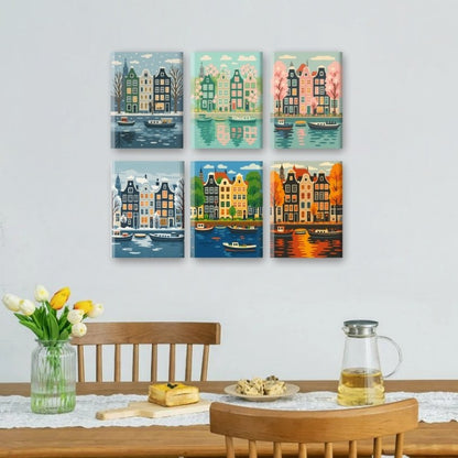 6 Mini Paintings - 4 Seasons Amsterdam Set