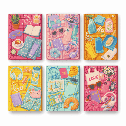 6 Mini Paintings - Colorful Essentials Set
