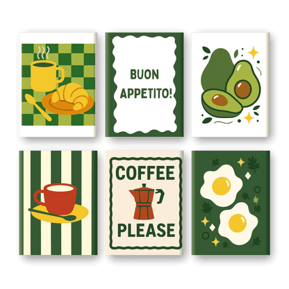 6 Mini Paintings - Avocado & Breakfast Set