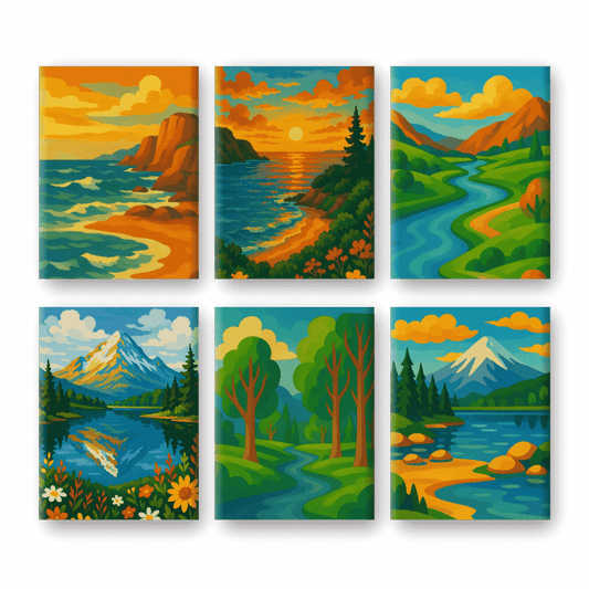 6 Mini Paintings - Beautiful Landscapes Set