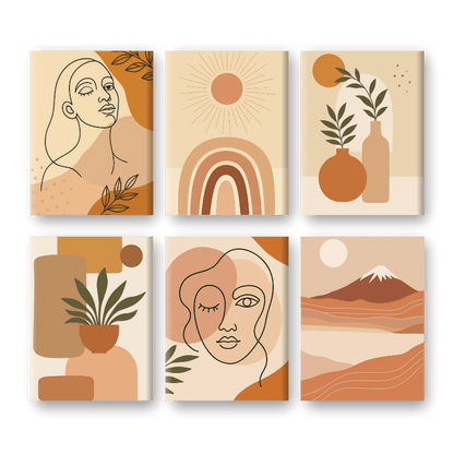 6 Mini Paintings - Boho Set
