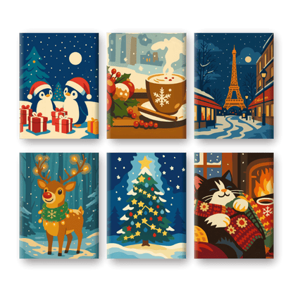 6 Mini Paintings - Christmas Eve Set