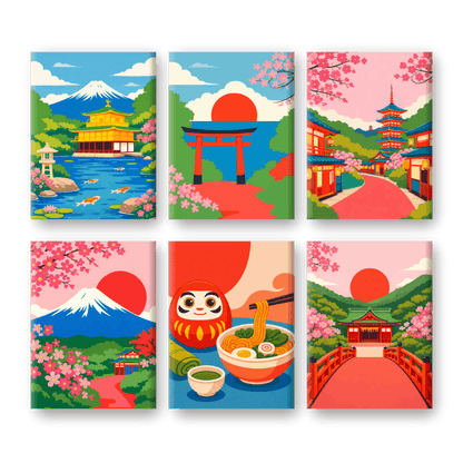 6 Mini Paintings - Classic Japan Set