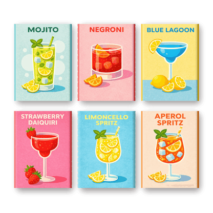 6 Mini Paintings - Cocktail Classics Set
