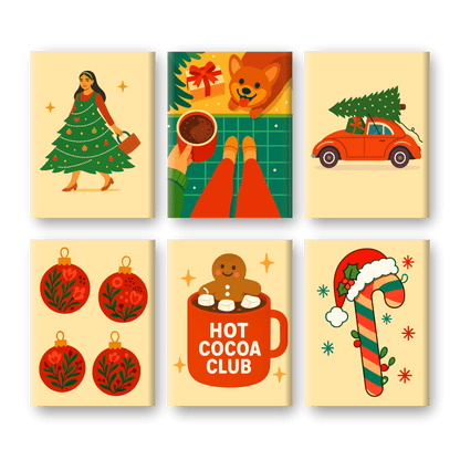 6 Mini Paintings | Cocoa & Christmas Set