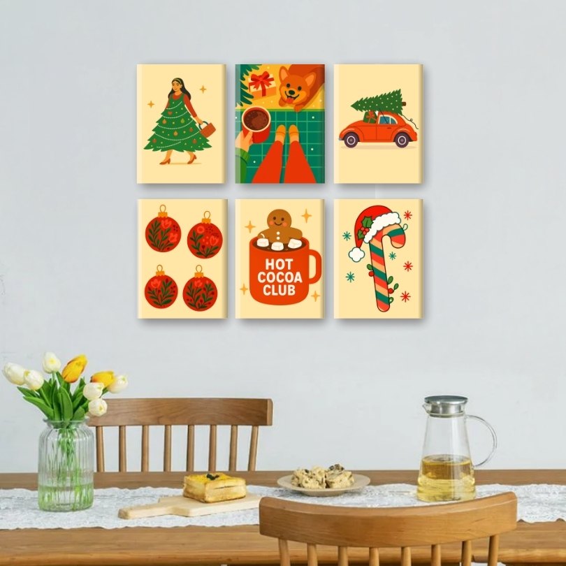 6 Mini Paintings | Cocoa & Christmas Set