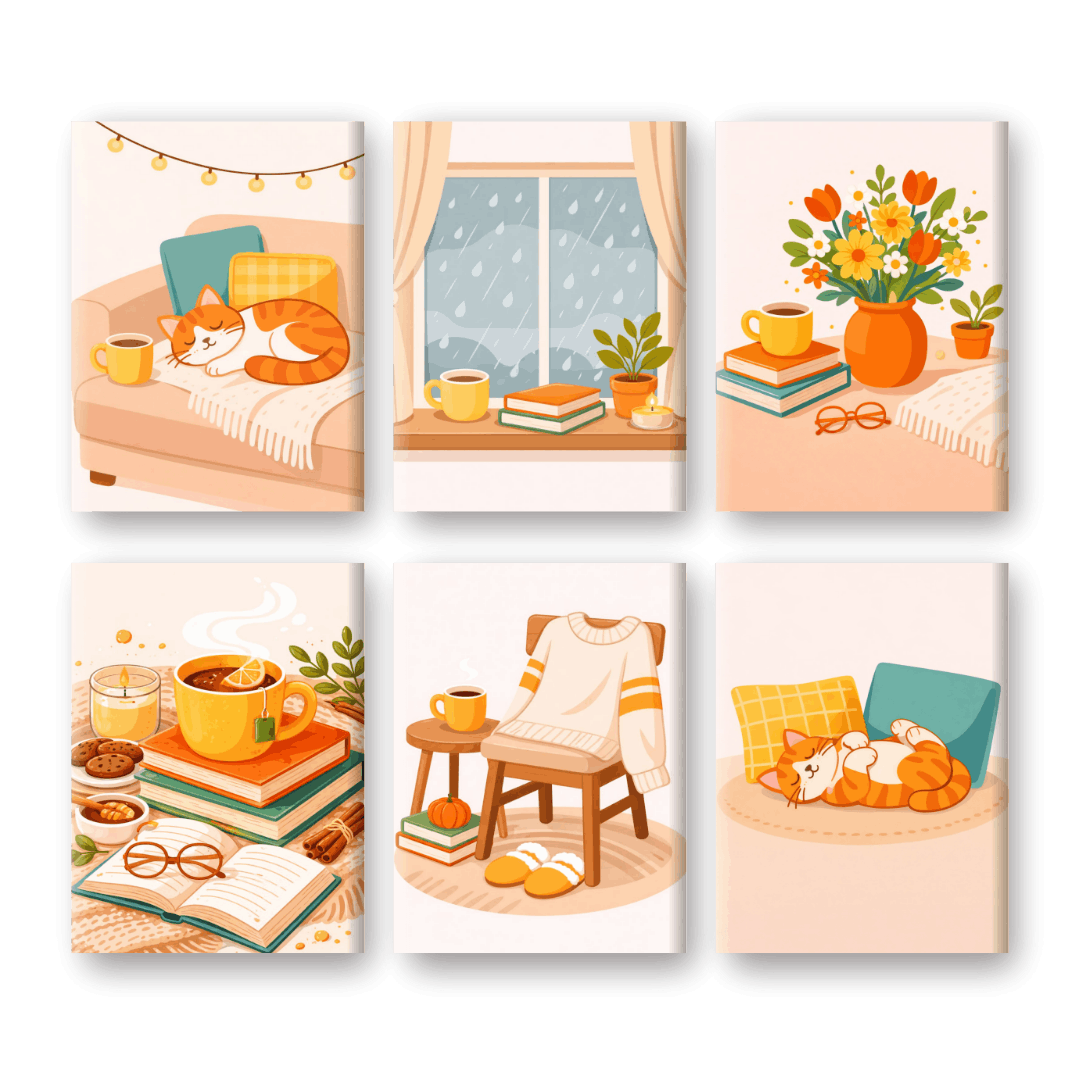 6 Mini Paintings - Coffee & Tea Moments Set