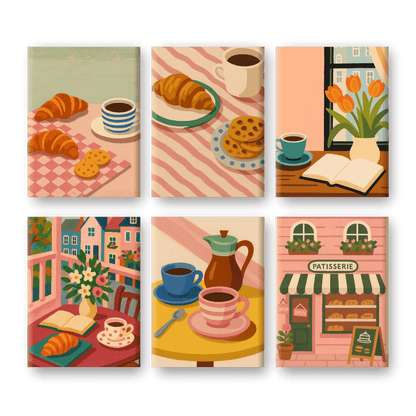 6 Mini Paintings - Coffee & breakfast Set