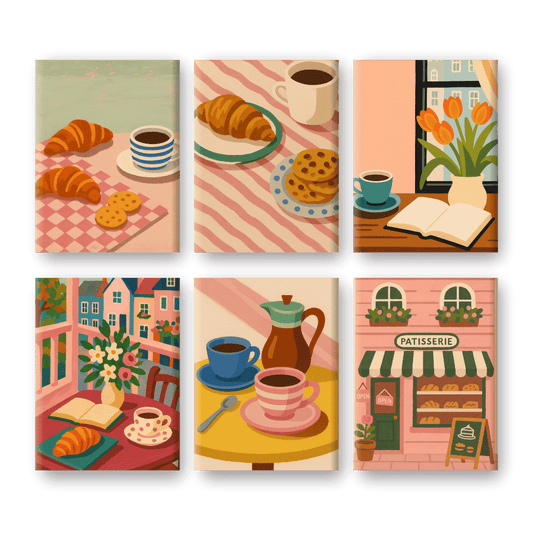 6 Mini Paintings - Coffee & breakfast Set