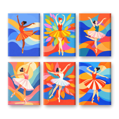 6 Mini Paintings - Colorful Ballerina Set