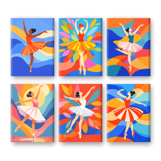 6 Mini Paintings - Colorful Ballerina Set