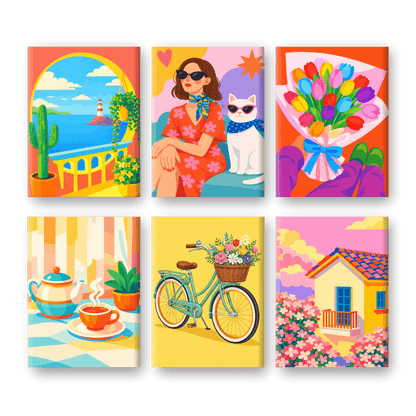 6 Mini Paintings - Colorful Days Set