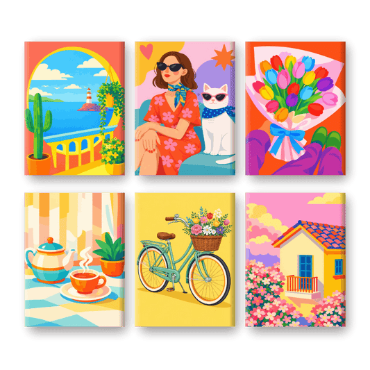 6 Mini Paintings - Colorful Days Set