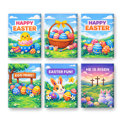 6 Mini Paintings - Colorful Easter Set