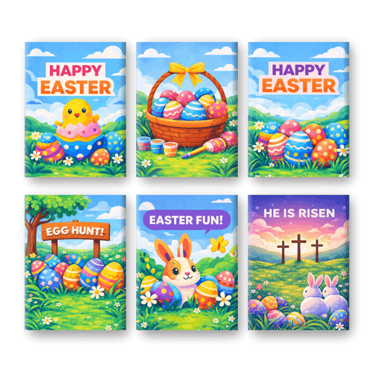 6 Mini Paintings - Colorful Easter Set
