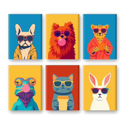 6 Mini Paintings | Cool Animals Set
