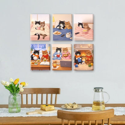 6 Mini Paintings - Cozy Cats Set