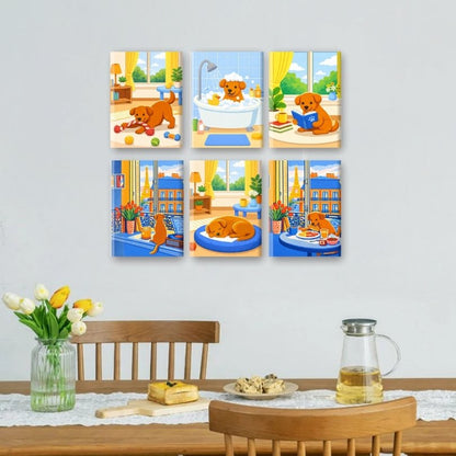 6 Mini Paintings - Cozy Pup Life Set