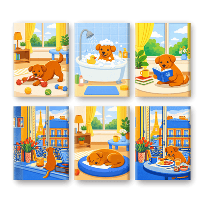 6 Mini Paintings - Cozy Pup Life Set