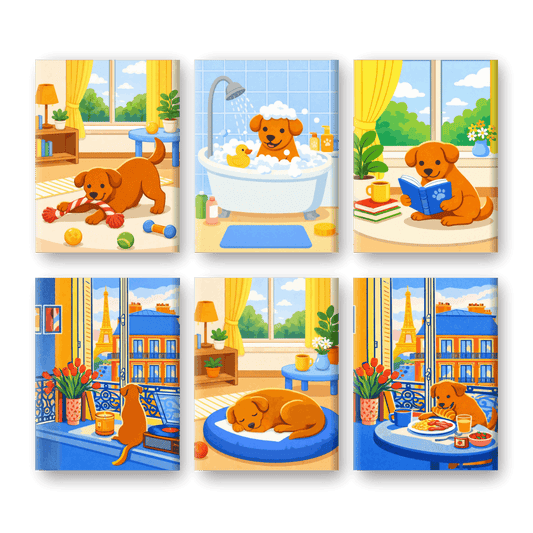 6 Mini Paintings - Cozy Pup Life Set