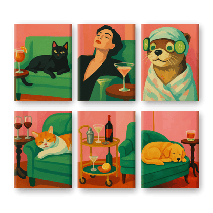 6 Mini Paintings - Cozy Vibes Set
