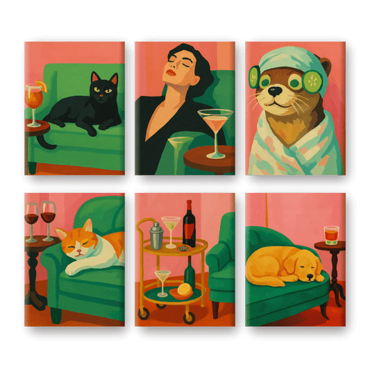 6 Mini Paintings - Cozy Vibes Set
