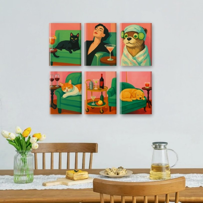 6 Mini Paintings - Cozy Vibes Set