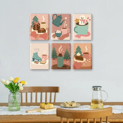 6 Mini Paintings - Cozy Winter Set