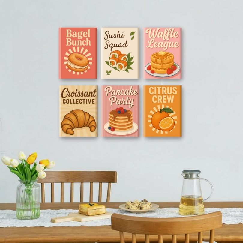 6 Mini Paintings - Delicious Food Set