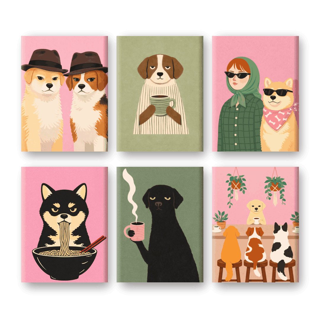 6 Mini Paintings - Dog Life Set