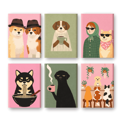 6 Mini Paintings - Dog Life Set