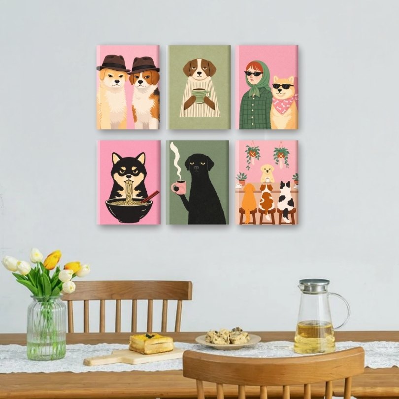 6 Mini Paintings - Dog Life Set