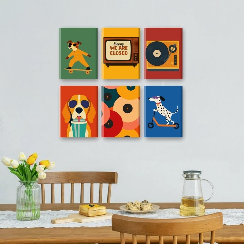 6 Mini Paintings | Dogs & Disco Set