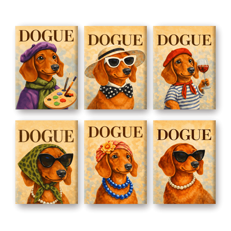 6 Mini Paintings - Dogue Set