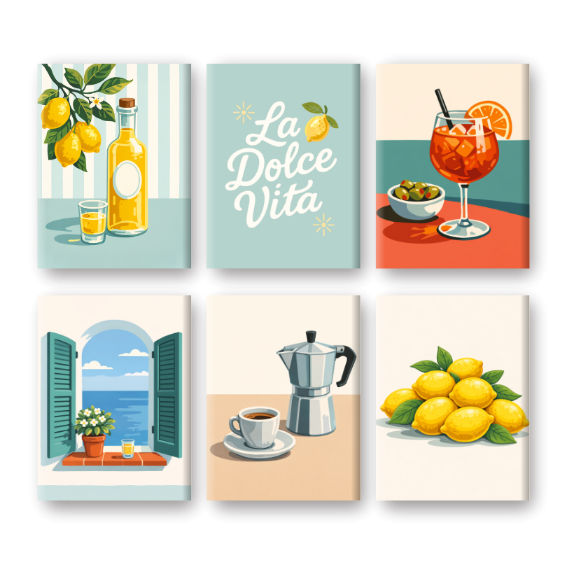 6 Mini Paintings - Dolce Vita Set