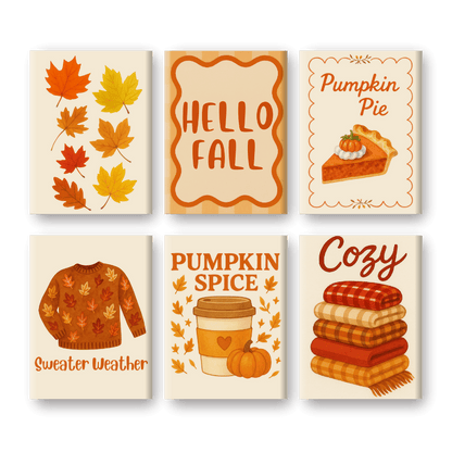 6 Mini Paintings - Fall Set
