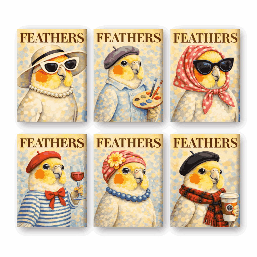 6 Mini Paintings - Feathers Set