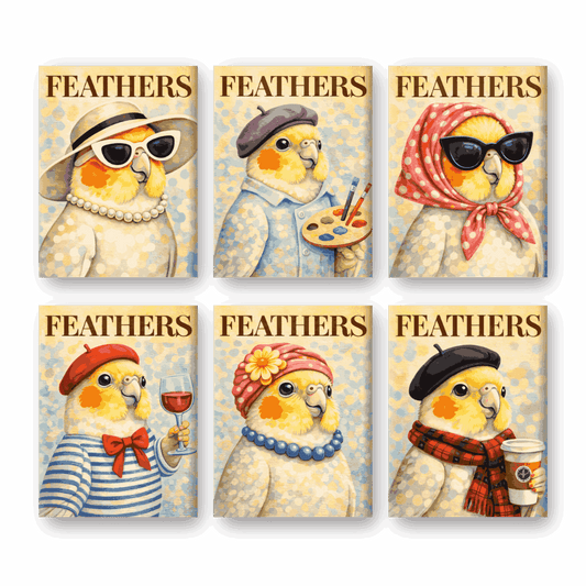 6 Mini Paintings - Feathers Set