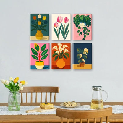 6 Mini Paintings - Flowers & Plants Set