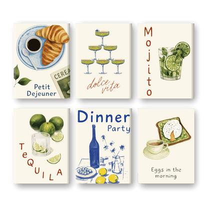 6 Mini Paintings - Food & Drinks Set