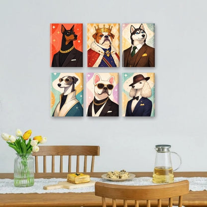 6 Mini Paintings - Gentleman Dogs Set