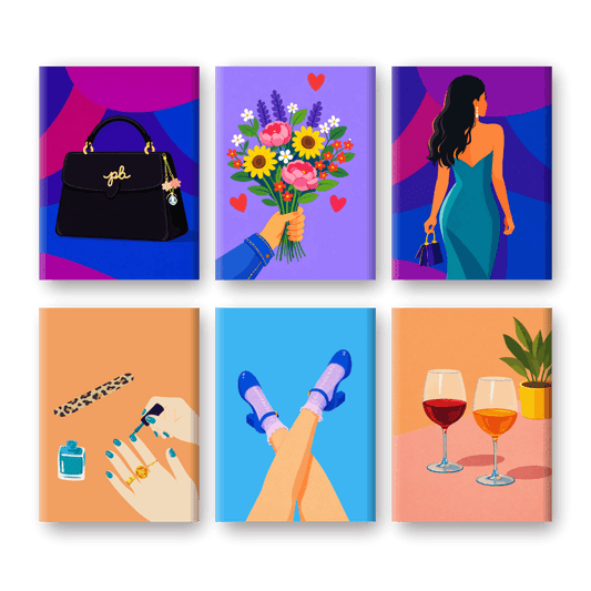6 Mini Paintings - Glamour & WIne Set